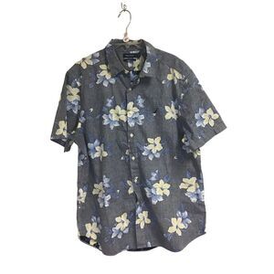 Nautica Gray Floral‎ Short Sleeve Button Up Men's Size XL